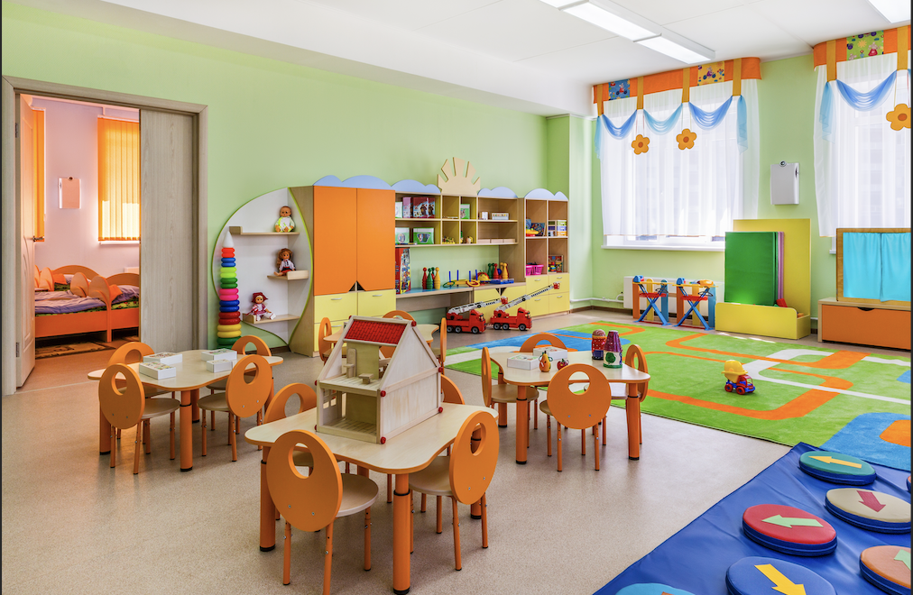 a colorful, comfortable and flexible classroom for young children