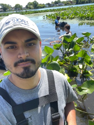 Student working in the Marsh