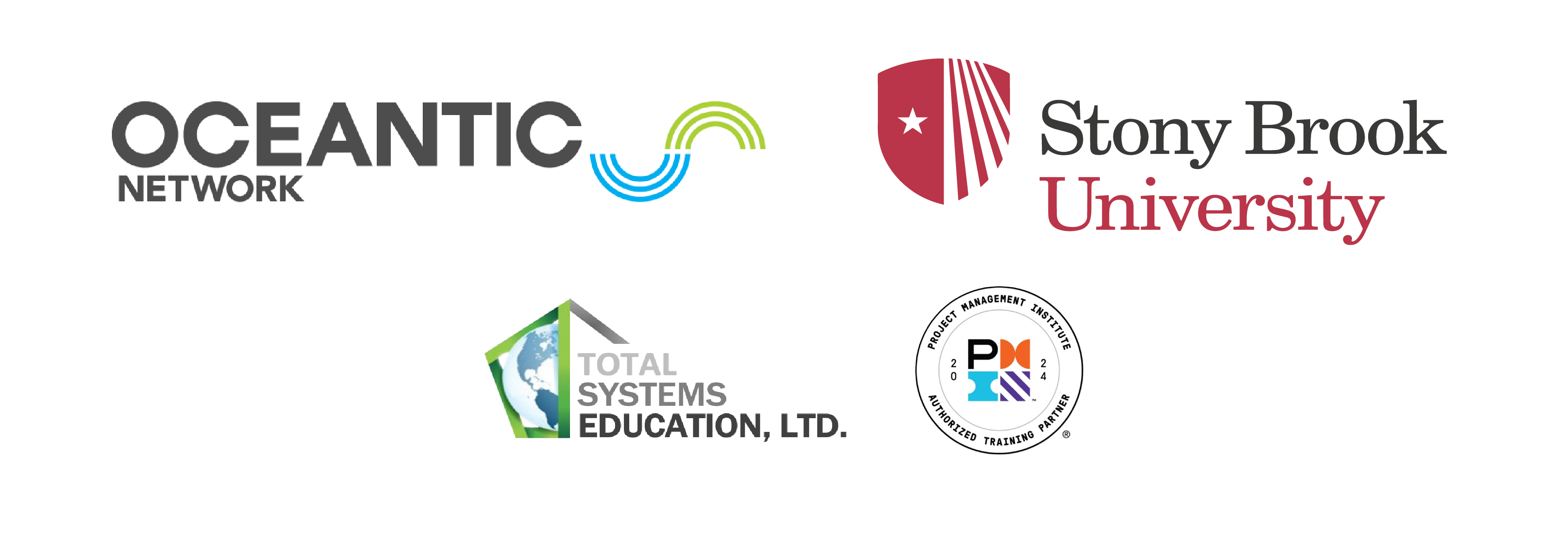PMI, Stony Brook Univ, Oceanic Network, Total Systems logos