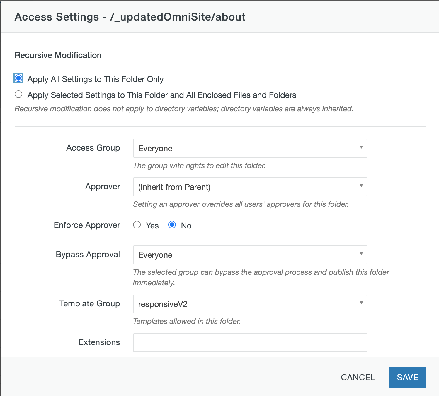 OU access settings