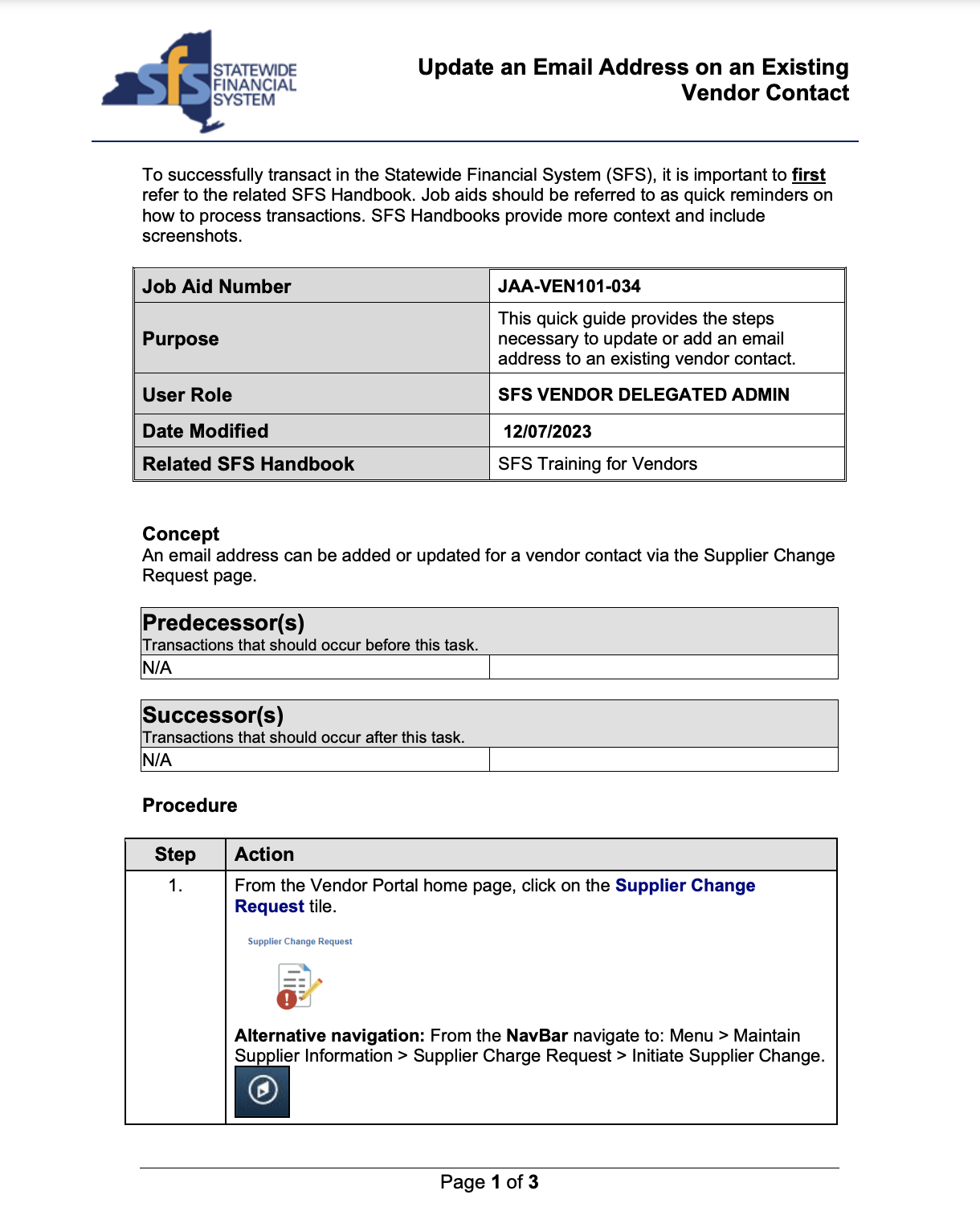 Update an Email Address on an Existing Vendor Contact