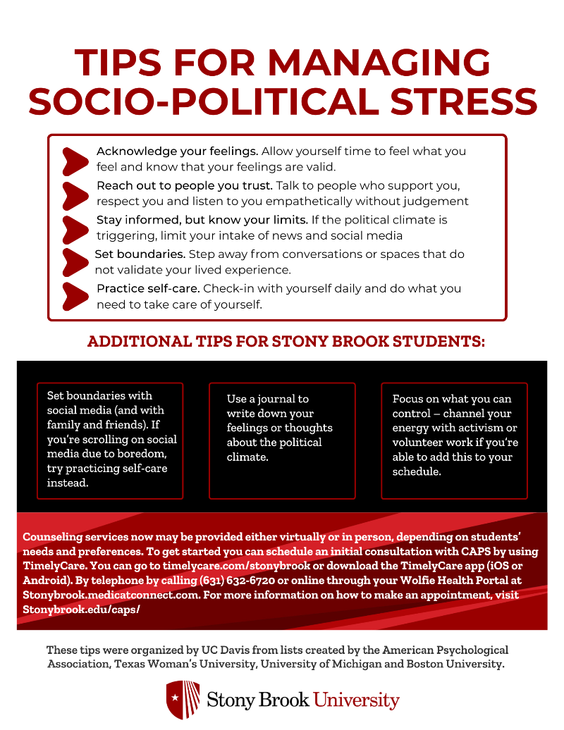 Socio-Political Stress. Tips for Managing for Stony Brook Students