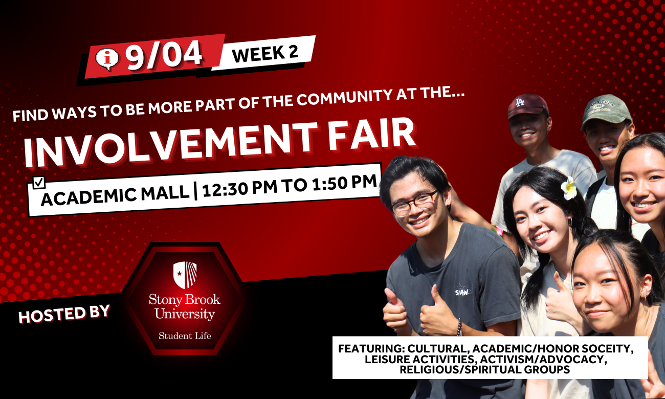 Happy students at the Involvement Fair, finishing off our two day fair, on September 4th from 12:30-1:50Pm on the SAC Plaza Mall, the Fall 2024 Involvement Fairs will wrap up with tabling from our Cultural, Academic/Honor Society, Lesiure Activities, Activism/Advocacy and Religious and Spiritual Groups